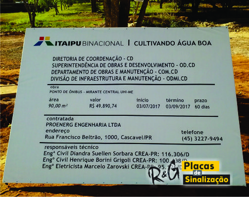 placa de obra padrão Itaipu