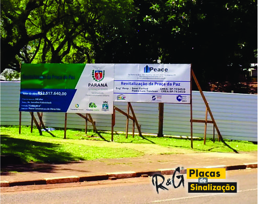 placa de obra padrão governo com a da construtora