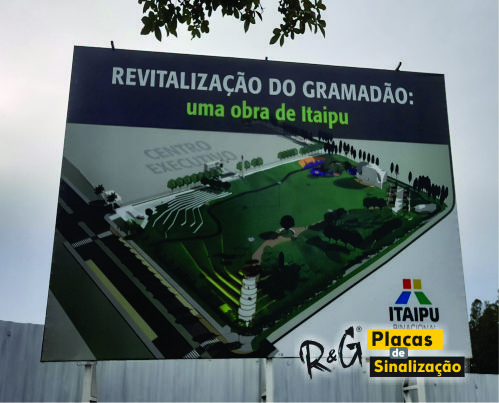 placa obra 5x3m estrutura metálica revestida com lona impressa