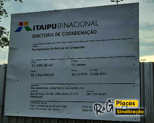 placa padrão obra